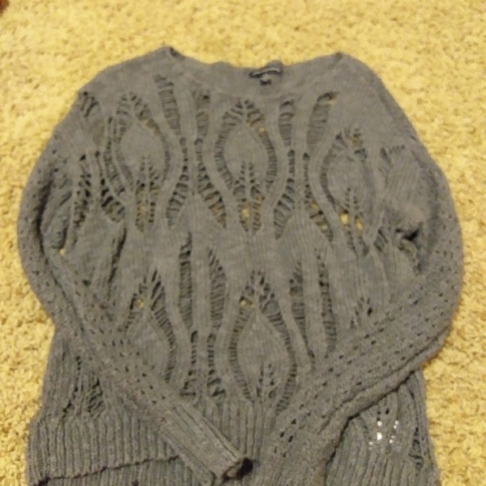 Dark grey crochet long sleve sweater